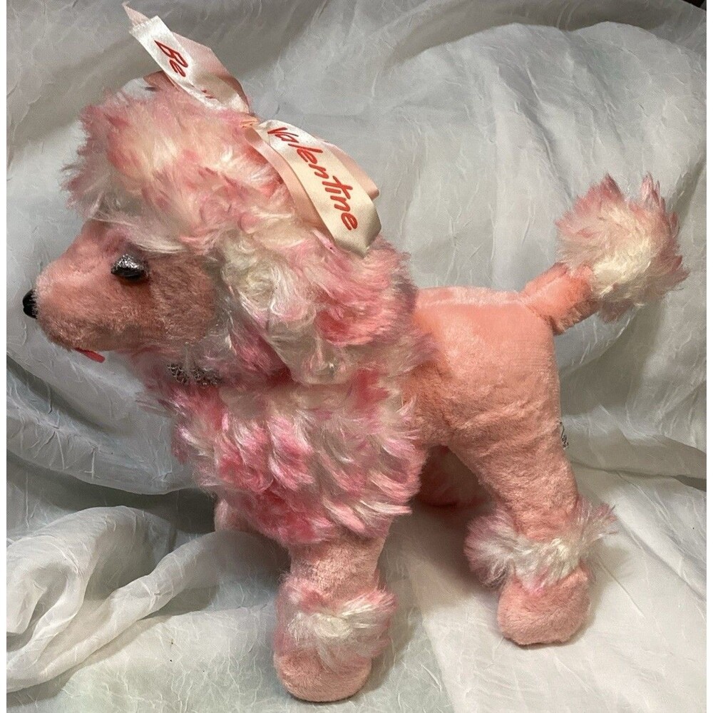 Vintage Gund Creation 1950s Pink Poodle Dog Valentines Day Glitter Eye Lashes